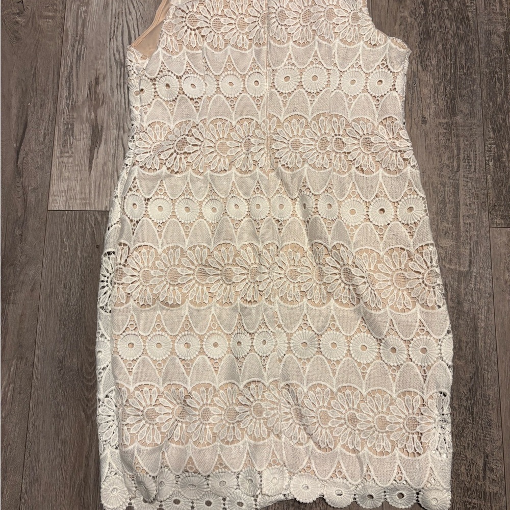 Liz Claiborne Beige Cream Crochet Lace Dress